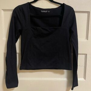 Abercrombie & Fitch Black Long Sleeve Square Neck Top